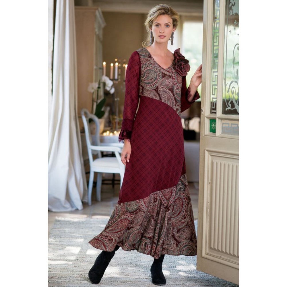 Soft Surroundings Aideen Mixed Print Maxi Dress